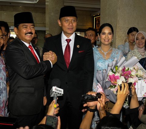 FOTO: Dampingi AHY Sertijab Menteri ATR BPN Indonesia Maju, Kecantikan Annisa Pohan Mencuri Perhatian