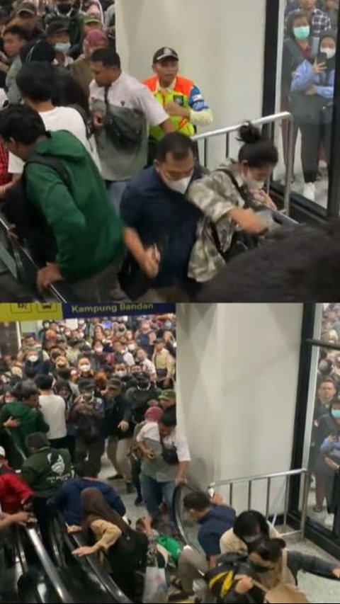 <b>Momen Eskalator di Stasiun Tiba-Tiba Berbalik Arah, Pengguna Panik hingga Terjatuh</b>