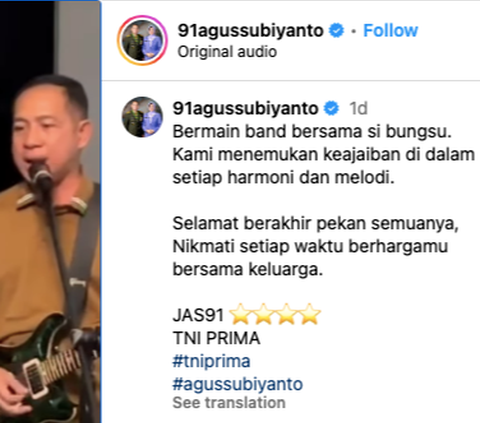 Gokil, Tampil Casual Panglima TNI saat Bernyanyi Sambil Main Gitar Bawakan Lagu Naif 'Benci untuk Mencinta' Sang Anak Gebuk Drum