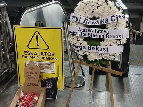 Viral Wreath 100 Days of Damaged Escalator at Bekasi Station, Attracting Foreign Media Attention