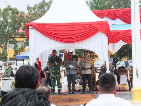 Satgas Linmas TNI-Polri Pekanbaru Apel Gelar Pasukan Demi Sukseskan Pemilu 2024