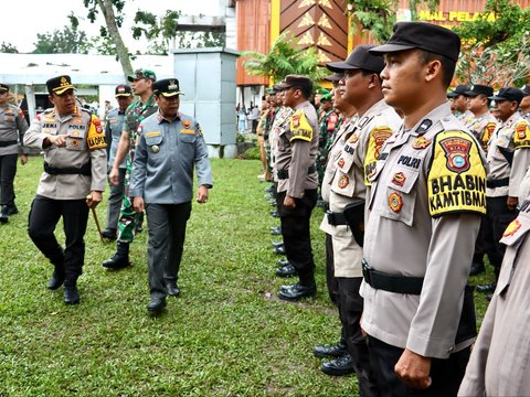 Satgas Linmas TNI-Polri Pekanbaru Apel Gelar Pasukan Demi Sukseskan Pemilu 2024