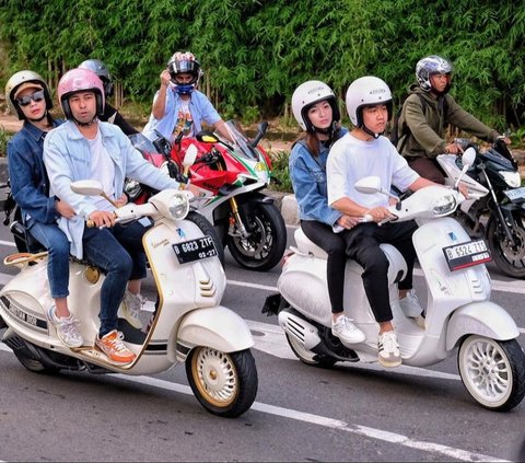 Portrait of Sunmori Artist with Gibran, Raffi Ahmad Riding Limited Edition Scooter Matic