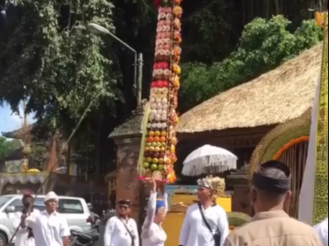 Viral Momen Ibu Bali Ini Bawa Gebogan Sangat Tinggi, Aksinya Curi Perhatian
