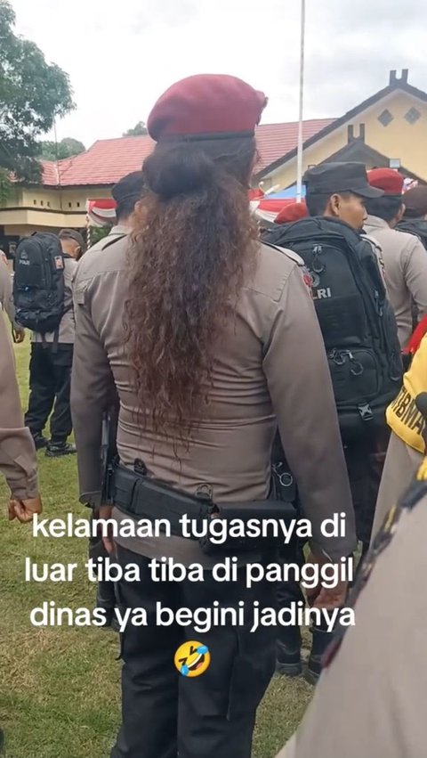 Lama Tugas di Lapangan, Polisi Ini Ikut Apel dengan Rambut Gondrong