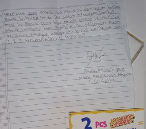 Murid Ini Beri Surat dan Cokelat ke Gurunya yang Sedang Sedih dan Menangis, Isinya Bikin Haru