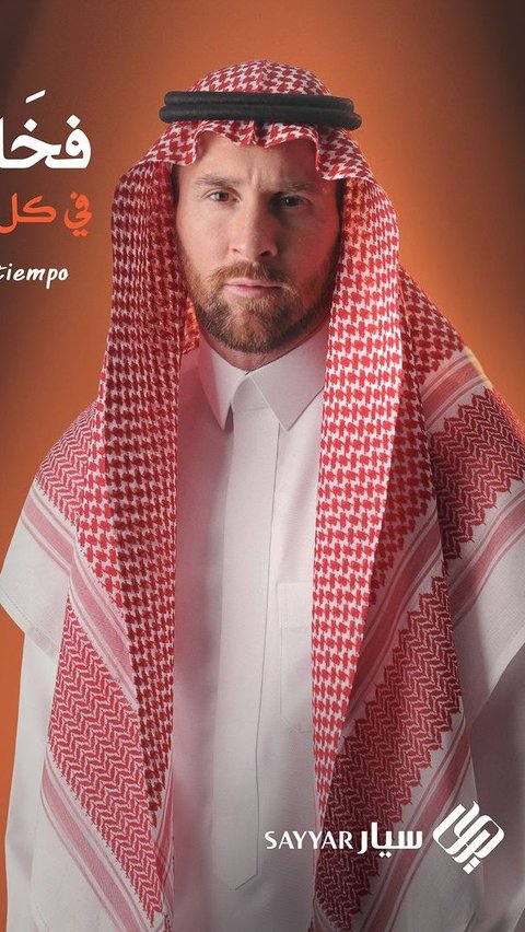 Seru Banget, Potret Lionel Messi Jadi Model Busana Pria khas Timur Tengah