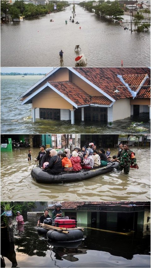 FOTO: Kondisi Banjir Menerjang Jawa Tengah Meluas Lumpuhkan Lalu Lintas Demak-Semarang hingga Jawa Timur
