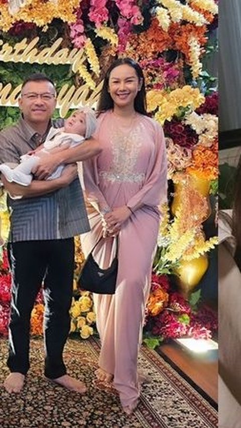 Nampak Kalina Ocktaranny juga turut hadir dengan kaftan pink.