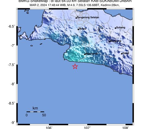 Gempa M 4,9 Guncang Sukabumi, Pemicunya Sesar Bawah Laut