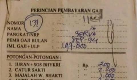 Slip Gaji Polisi Tahun 1994