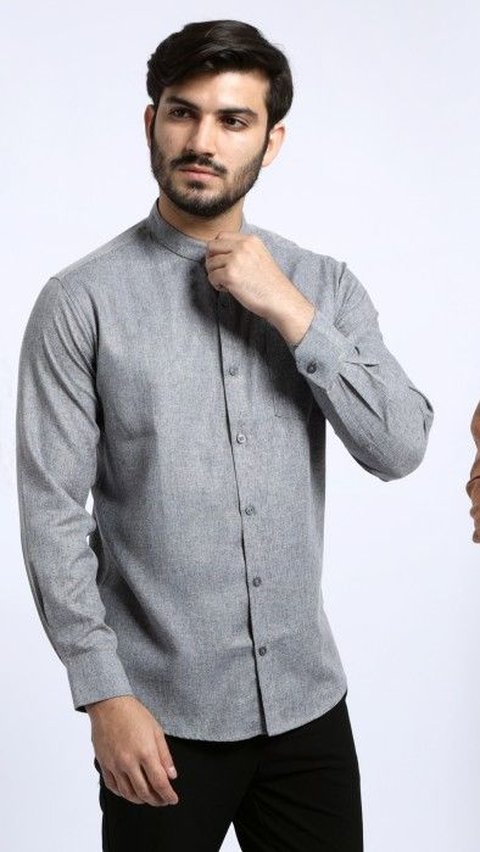 2. Men's Long Sleeve Shanghai Collar Plain Shirt.