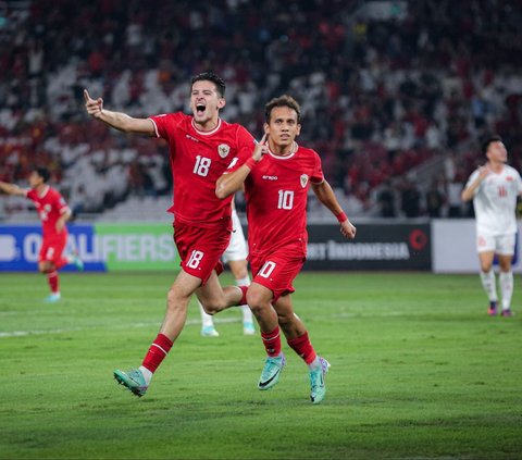 Timnas Indonesia berhasil memetik kemenangan saat bertanding melawan Vietnam dalam pertandingan ketiga Grup F Kualifikasi Piala Dunia 2026 Zona Asia. Bermain di Stadion Utama Gelora Bung Karno, Jakarta, Kamis (21/3/2024), skuad Garuda menang dengan skor tipis 1-0. Bola.com/Bagaskara Lazuardi<br>