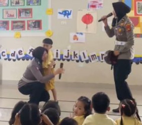 Biasanya Datangi Sekolah Lain, Polwan Cantik ini Tiba-Tiba Kunjungan ke Sekolah Anak, Reaksi Sang Putra jadi Sorotan