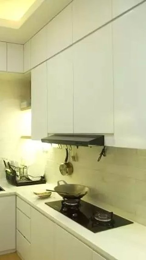 Kiky chooses a built-in stove equipped with a cooker hood and a kitchen sink.