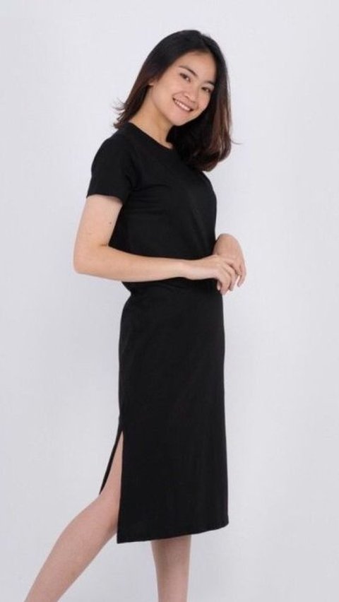 1. Basic Midi Dress with Slit Premium Cotton, Simple and Suitable for Teenagers