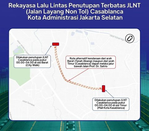 Dishub DKI Tutup Sementara U-Turn Citywalk dan JLNT Casablanca Mulai 1 April, Ini Jalur Alternatif