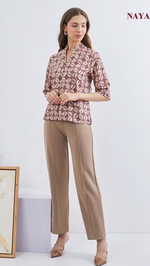 1. Agnia Batik Blouse, Stylish and Elegant with 3/4 Sleeves.