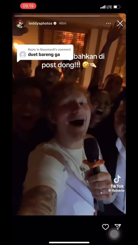 Viral Momen Wanita Karaokean Lagu Ed Sheeran Tiba-tiba Didatangi Artisnya Langsung, Heboh Nyanyi Bareng