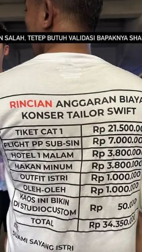 Viral Husband Accompanies Wife to Watch Taylor Swift Concert Wearing a Rp34 Million Detailed T-shirt: 