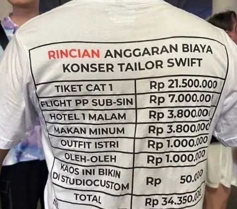 Husband Goes Viral for Accompanying Wife to Taylor Swift Concert Wearing a Rp34 Million T-Shirt: 