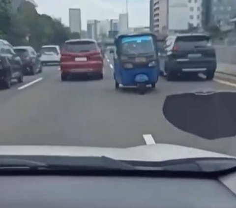 Terobos Jalan Tol hingga Lawan Arah, Aksi Sopir Bajaj Ini Jadi Sorotan