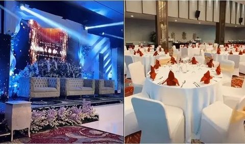 Venue resepsi kali ini dihiasi dengan indah dan mewah, menciptakan atmosfer yang memukau.