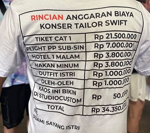 Suami Bahagiakan Istri sampai Bikin Baju Rincian Biaya Nonton Konser Taylor Swift, Totalnya Jadi Sorotan