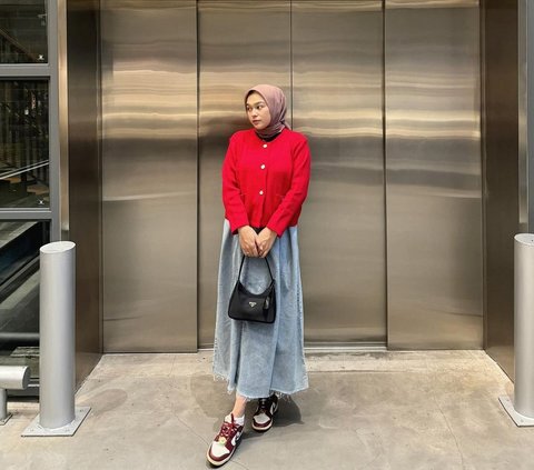 Combine a Red Blazer and Jeans Skirt, Instant Stunning Look