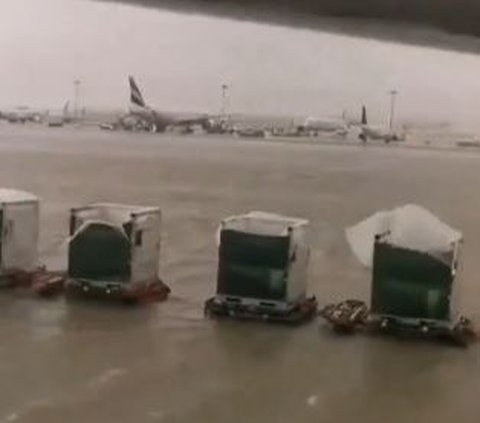 VIDEO Bandara Dubai Kebanjiran Diguyur Hujan Deras, Pesawat-Pesawat Terendam di Landasan