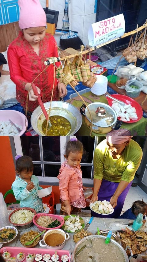 Keseruan Riyoyo Kupat Mini di Surabaya, Anak-anak Jual Aneka Makanan Minuman Bisa Dibeli Tanpa Uang