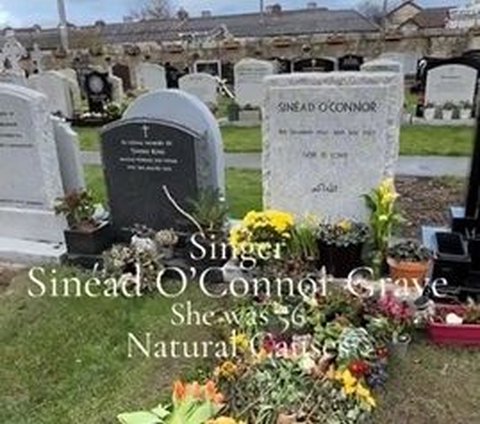 Potret Makam Sinead O'Connor Penyanyi Irlandia Akhirnya Terungkap, di Nisannya Ada 'Allahu Akbar'