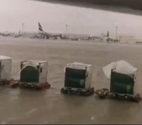 Bandara Dubai Terendam Akibat Banjir Langka di Uni Emirat Arab