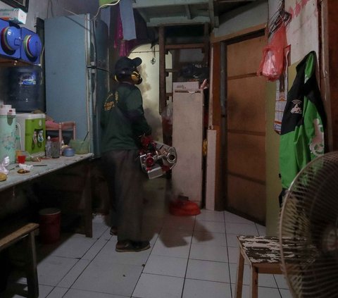 FOTO: Tekan Penyebaran DBD, Petugas Gencarkan Fogging untuk Basmi Nyamuk Aedes Aegypti