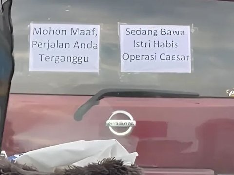 Husband Puts Special Sticker on Car When Taking His Wife Who Just Had a Caesar Operation