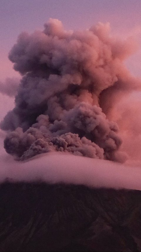 Pusat Vulkanologi dan Mitigasi Bencana Geologi (PVMBG) melaporkan bahwa kolom abu teramati berwarna kelabu dengan intensitas tebal ke arah selatan. Ronny Adolof Buol/AFP