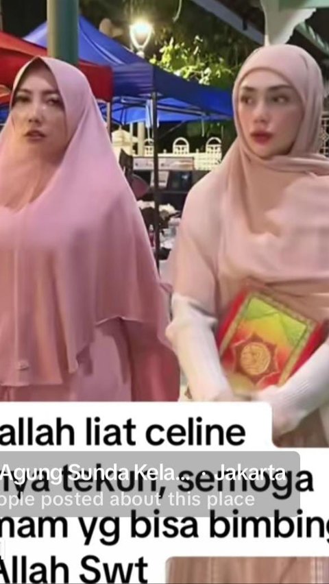 Potret Celine Evangelista Bawa Alquran Masuk ke Dalam Masjid, Didoakan Istiqomah