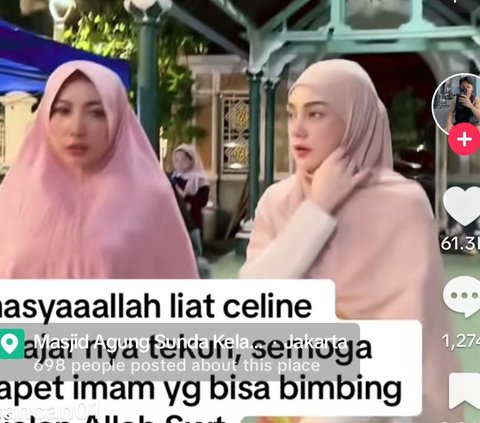 Potret Celine Evangelista Bawa Alquran Masuk ke Dalam Masjid, Didoakan Istiqomah