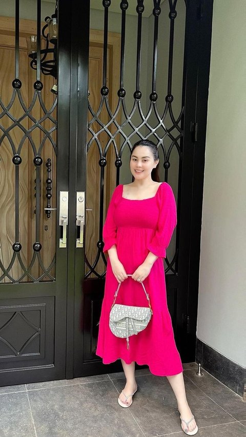 Look 2: Red Dress with Dior Bag