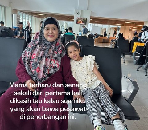 Wanita Ini Ajak Ibu dan Anaknya ke Pesawat yang Dipiloti Suaminya, Bikin Haru Warganet