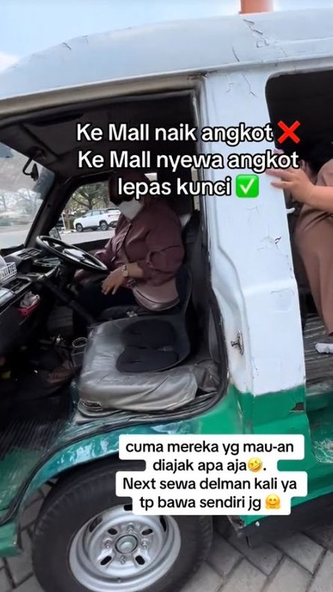 Anti Mainstream! This Woman Rents a 'Keyless' Angkot to Go to the Mall, Turning on the Engine Moment Makes You Laugh