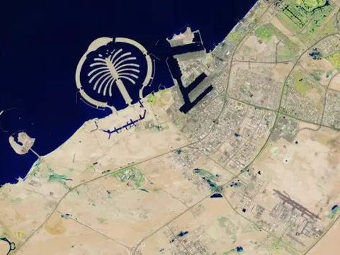 NASA Rilis FOTO Satelit Dubai dan Abu Dhabi Sebelum dan Sesudah Banjir Besar