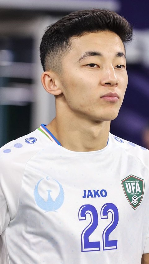 This is a portrait of Abbosbek Fayzullaev, a player for the Uzbekistan U23 National Team who is dubbed the Wonderkid of Uzbekistan.