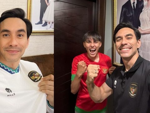 Gaya Seleb saat Nobar Timnas Indonesia U-23 vs Uzbekistan, Penampilannya Kece Banget Kenakan Jersey Merah Putih