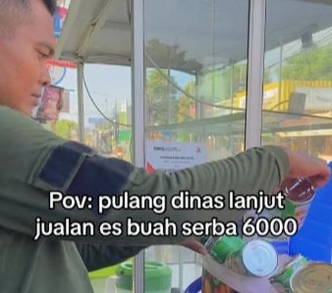 Banting Tulang KopraL TNI Pulang Dinas Langsung Jualan Es di Pinggir Jalan, Laris Banget Sehari Habis 1000 Gelas