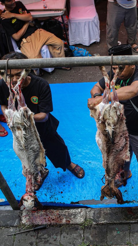 Tak hanya pertunjukan palang pintu, Lebaran Tenabang 2024 juga menghadirkan lomba menguliti kambing hingga berbagai kuliner khas Betawi. Liputan6.com/Angga Yuniar