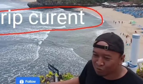 Dalam video, terlihat bagian pantai dengan air yang cukup tenang.