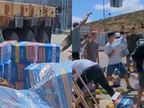 Humanitarian Aid for Gaza Thrown and Trampled by Israeli Citizens, Including Instant Noodle Boxes from RI