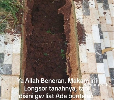 Sesampainya di makam, ia pun melihat kondisi makam neneknya yang benar-benar longsor. Namun selain itu, ia juga melihat sebuah bungkusan putih di dekat bagian kepala makam neneknya.