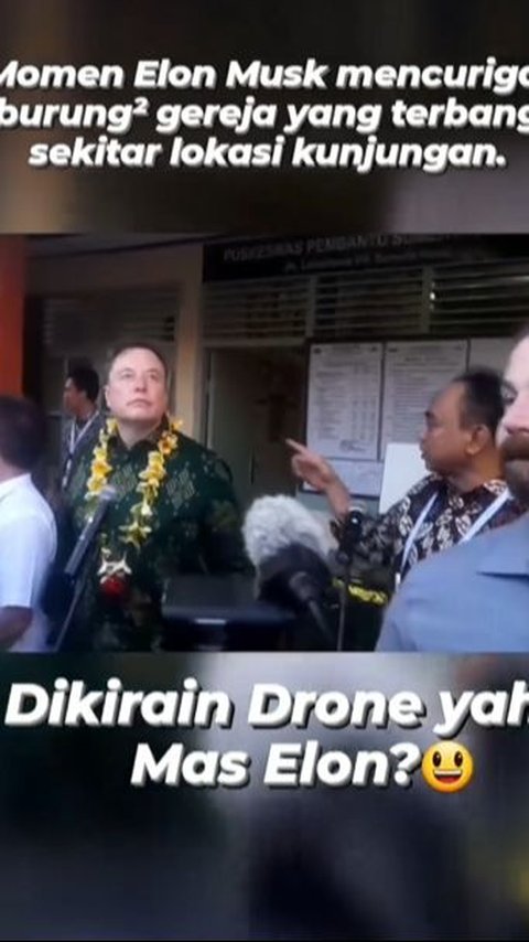 Viral Serious Expression of Elon Musk Suspects Seeing a Flock of Church Birds in Bali, Netizens +62: Thought it was a Drone, Mas Elon?